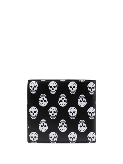 Shop Alexander Mcqueen Skull-print Leather Wallet In Black