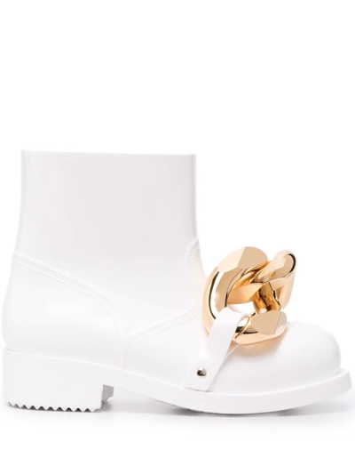 Shop Jw Anderson Chain-embellished Ankle Boots In White