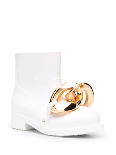 Shop Jw Anderson Chain-embellished Ankle Boots In White