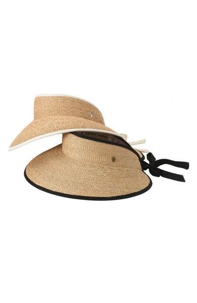 Helen Kaminski Mita Packable Raffia Visor In Natural Sand
