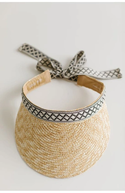 Gigi Pip Wheat Straw Visor In Tan