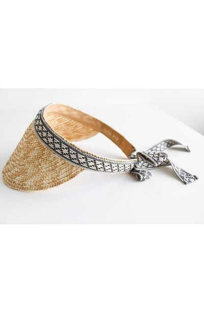 Gigi Pip Wheat Straw Visor In Tan