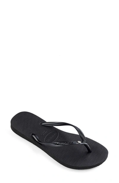 Shop Havaianas Slim Crystal Flip Flop In Black