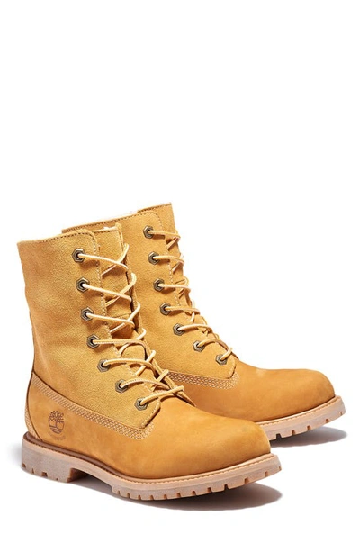 Timberland Authentic Waterproof Teddy Fleece Lined Winter Boot In Wheat Nubuck