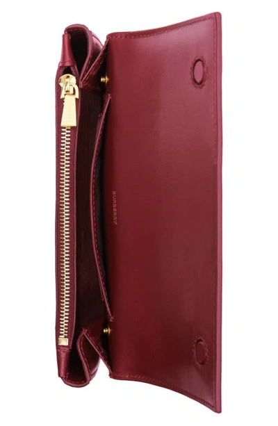 Shop Burberry Leather Wallet With Detachable Chain Strap In Dark Crimson