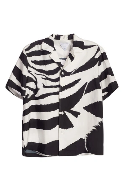 Shop Bottega Veneta Zebra Stripe Parachute Button-up Shirt In Black/ White