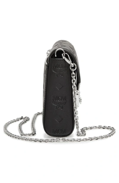 Shop Mcm Millie Medium Calfskin Leather Wallet On A Chain In Black