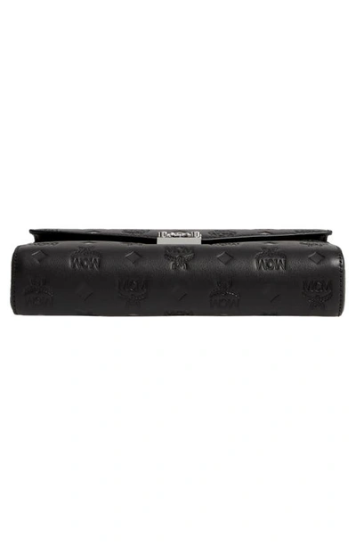 Shop Mcm Millie Medium Calfskin Leather Wallet On A Chain In Black
