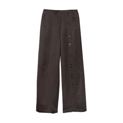 Shop Aeron Crest Wideleg Buttoned Pants In Chocolate Brown