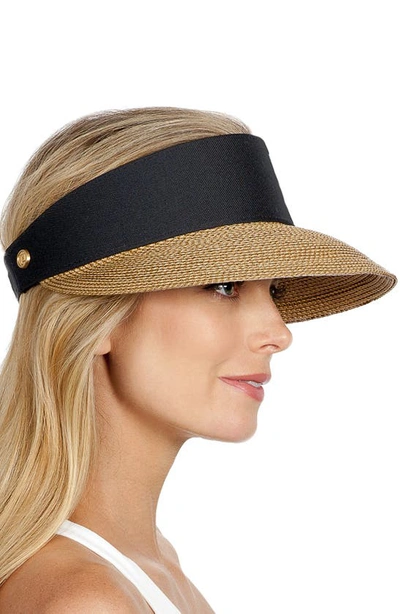 Shop Eric Javits Squishee Straw Champ Custom Fit Visor In Black