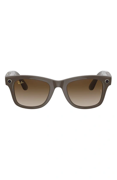 Shop Ray Ban Stories Wayfarer 50mm Gradient Smart Glasses In Brown/ Gradient Brown