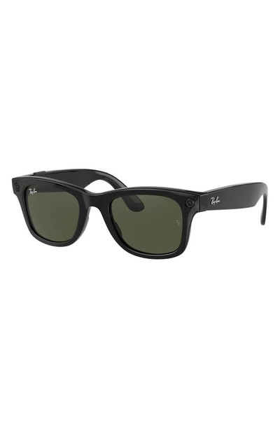Shop Ray Ban Stories Wayfarer 50mm Smart Glasses In Black/ Dark Green