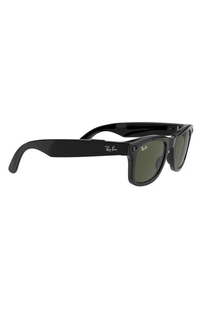 Shop Ray Ban Stories Wayfarer 50mm Smart Glasses In Black/ Dark Green