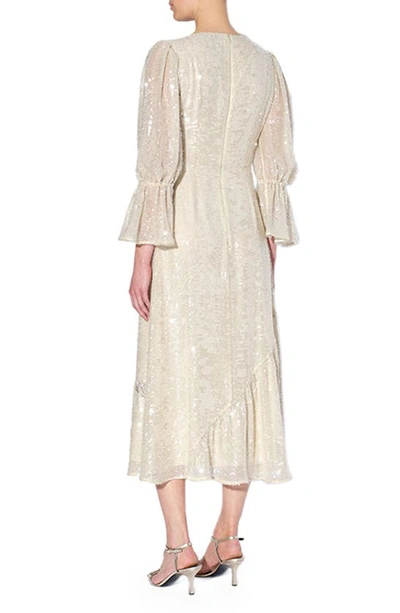 Shop Erdem Eva Sequin Beaded Chiffon Midi Dress In Ivory