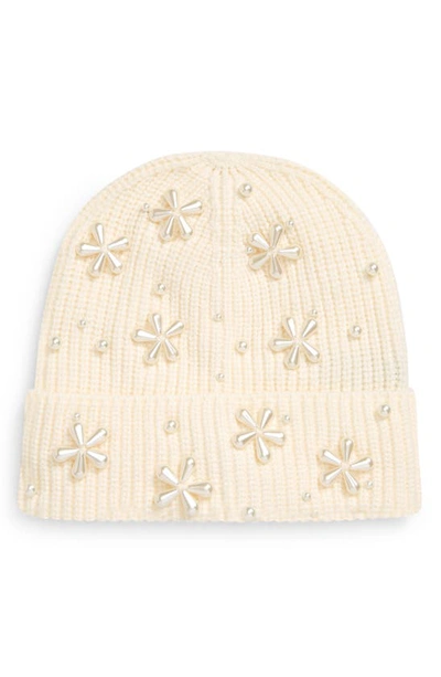 Lele Sadoughi Pearl Snowflake Beanie In Ivory