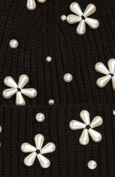 Shop Lele Sadoughi Pearl Snowflake Beanie In Black