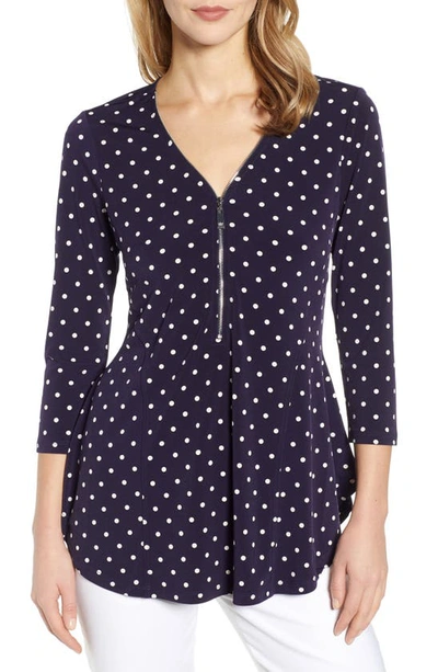 Shop Chaus Zipper Dot Top In Evening Navy