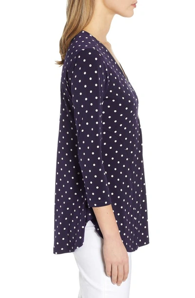 Chaus Zipper Dot Top In Evening Navy