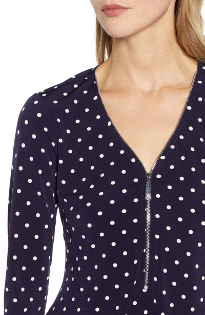Chaus Zipper Dot Top In Evening Navy