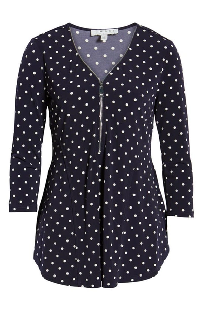 Chaus Zipper Dot Top In Evening Navy