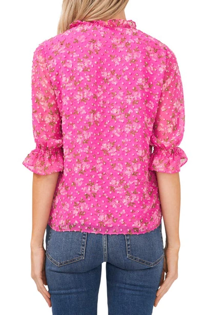 Cece Print Clip Dot Blouse In Pink Multi