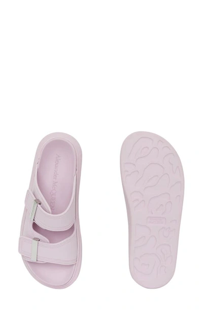 Shop Alexander Mcqueen Oversized Slide Sandal In Lilac/ Silver