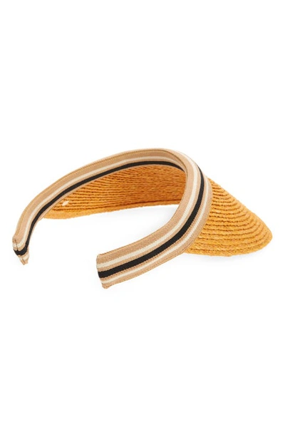 Shop Helen Kaminski 'bianca' Visor In Daffodil/ Black Stripe