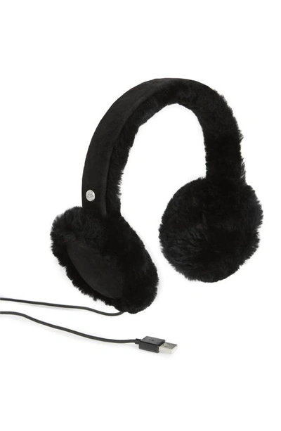 Shop Ugg Genuine Shearling Bluetooth Earmuffs In Black
