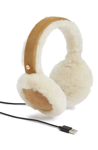 Shop Ugg Genuine Shearling Bluetooth Earmuffs In Chestnut