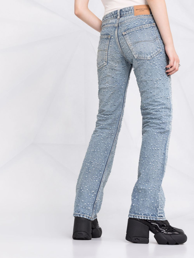 Shop Balenciaga Low Waist Denim Jeans In Blue