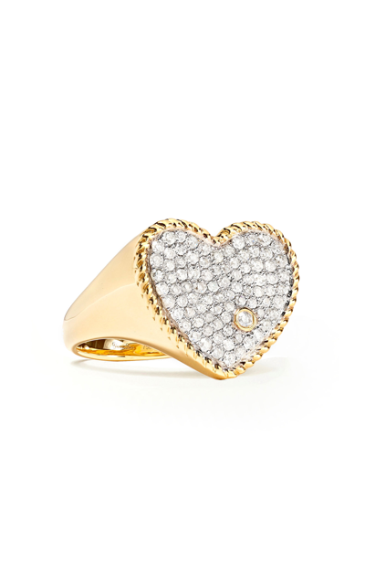 Shop Yvonne Léon Women's 18k Yellow Gold And Diamond Heart Signet Ring