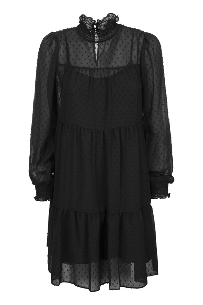Shop Michael Kors Pois Georgette Dress In Black