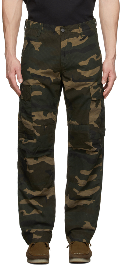 Shop Carhartt Green & Brown Camouflage Cargo Pants In 64002 Camo