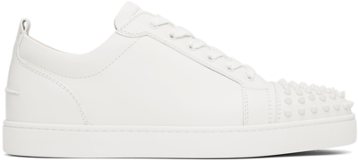Shop Christian Louboutin White Louis Junior Spikes Low-top Sneakers In 3047 White/white