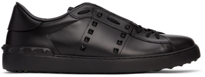 Shop Valentino Black Rockstud Untitled Tone-on-tone Sneakers In Nero/nero