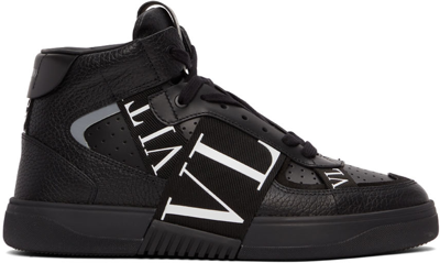 Shop Valentino Black Vl7n Mid-top Sneakers In Nero/nero-bia/nero/n