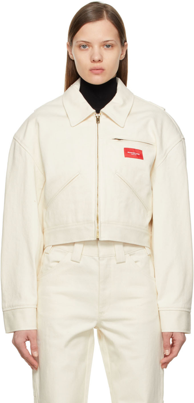 Shop Alexander Wang Off-white Work Bomber Jacket In 120 Vintage White