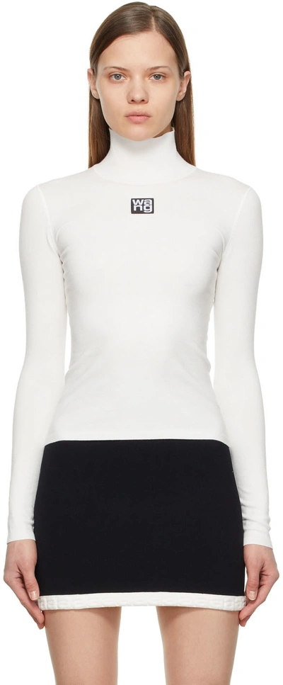 Shop Alexander Wang T White Turtleneck Pullover In 104 Soft Wh