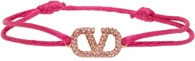 Shop Valentino Pink Swarovski Crystal Vlogo Signature Bracelet In O40 Feminine/light R