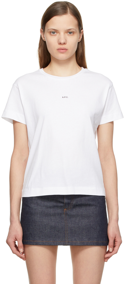 Shop Apc White Jade T-shirt In Aab White