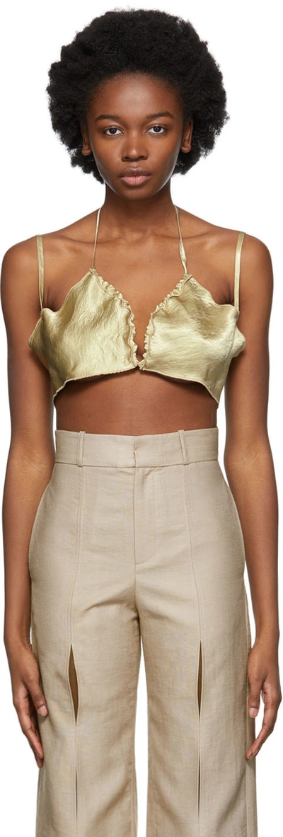 Yuzefi Ssense Exclusive Green Curly Bra Camisole In Sage