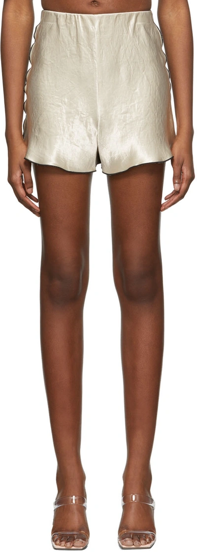 Yuzefi Black & Beige Curly Shorts In Oat/black