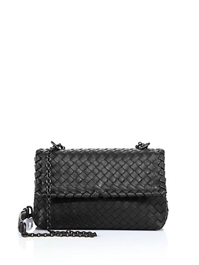 Shop Bottega Veneta Olimpia Baby Intrecciato Leather Crossbody Bag In Black