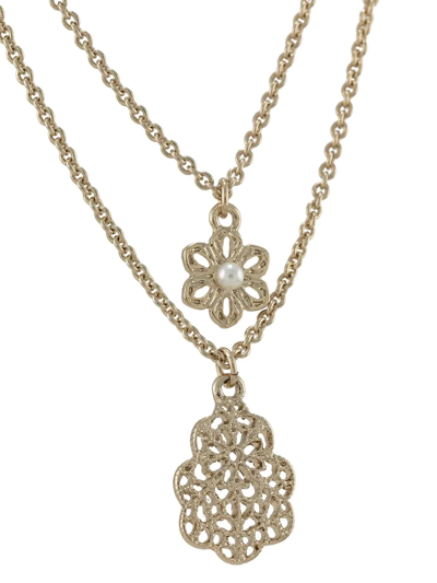 Shop Marchesa Notte Double-chain Pendant Necklace In Gold