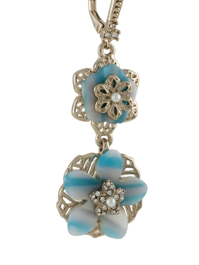 Shop Marchesa Notte Double Flower Drop Earrings In Blue