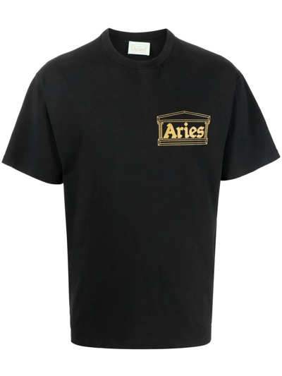 Shop Aries Logo-print T-shirt In Schwarz