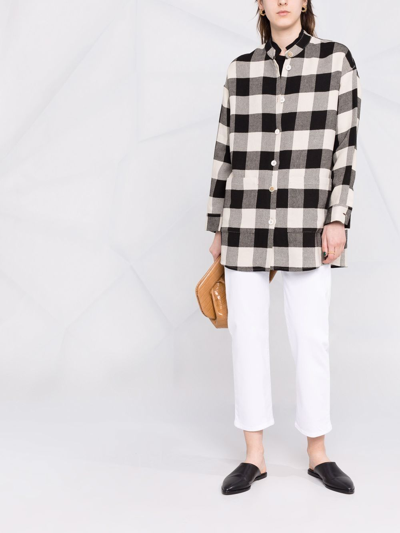Shop Lorena Antoniazzi Check-pattern Linen Shirt In Weiss