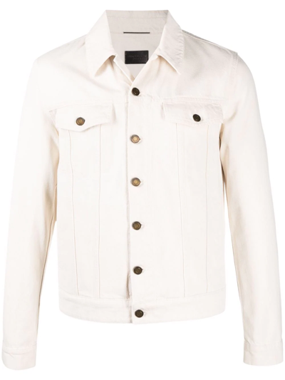 Shop Saint Laurent Cotton Denim Jacket In Nude