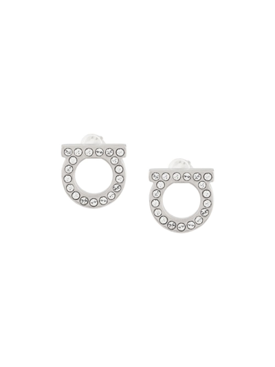 Shop Ferragamo Gancini Earrings In Silver