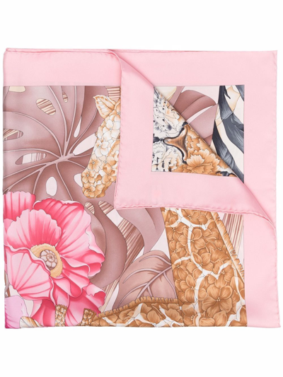 Shop Ferragamo Printed Silk Foulard In Pink